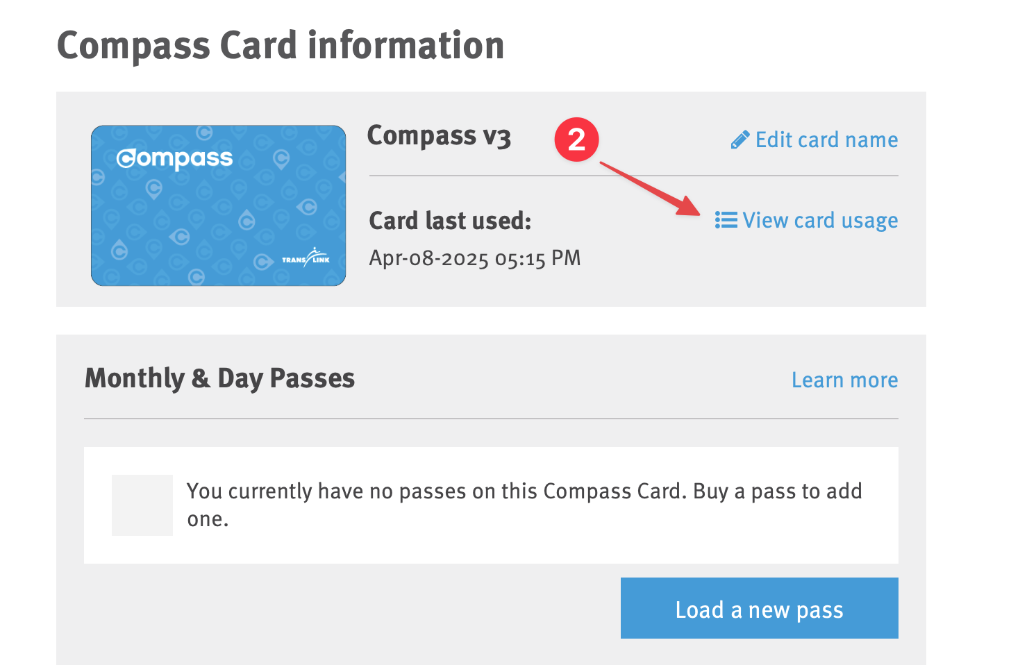 View card usage